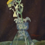 anni '20 Fiori di elicriso. Olio su cartone cm 40x25